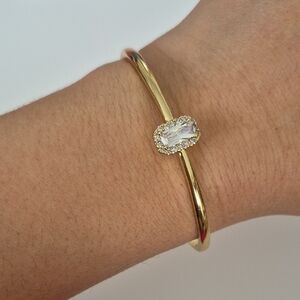 Elegant Gold Bangle Bracelet With Cz